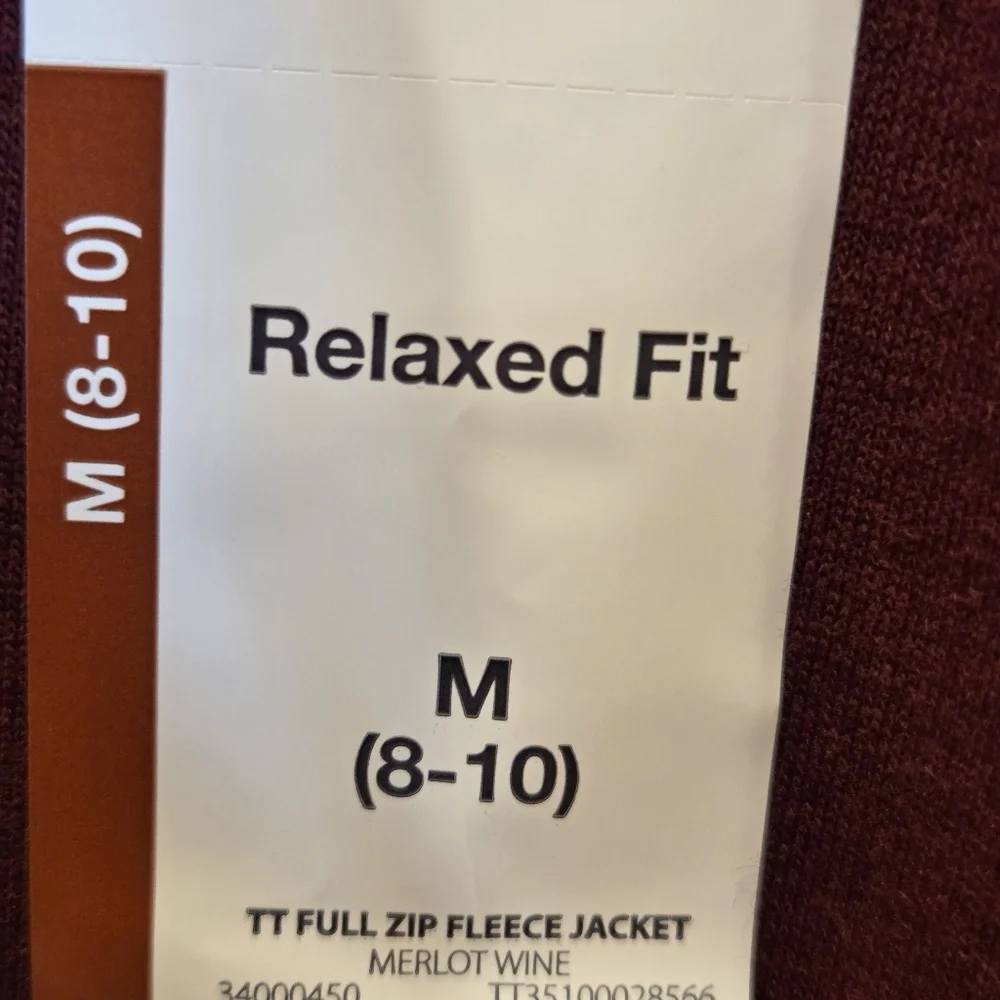 Relaxed Fit Full Zip Fleece Hoodie Jacket Merlot Wine M (8-10) New Women's - Picture 5 of 5